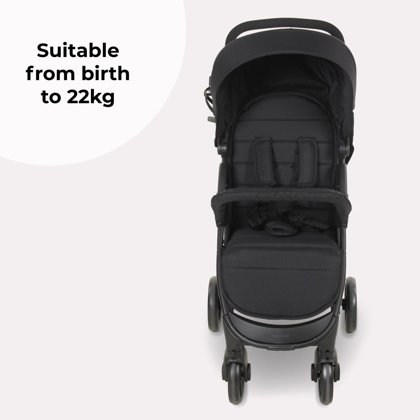 Pushchair from Birth to 22kg, Compact Fold Stroller with Rain Cover & Cup Holder, Black