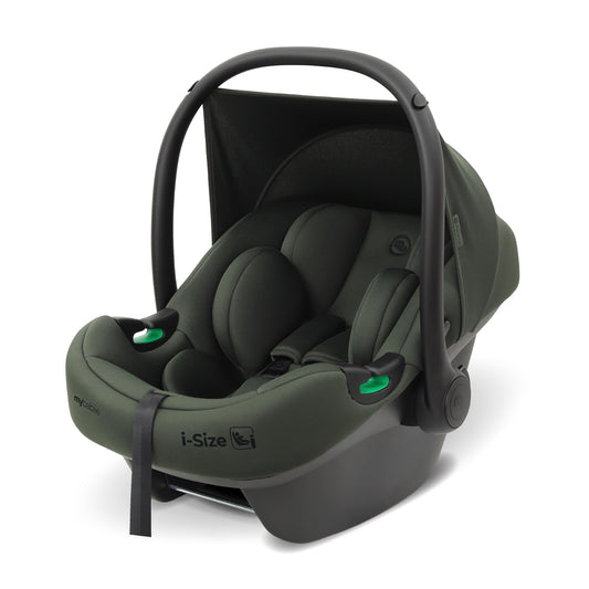 i-Size Baby Car Seat 40–87cm (Birth–15m) – R129 Group 0+, Lightweight, Adjustable Headrest, Large Canopy, Forest Green