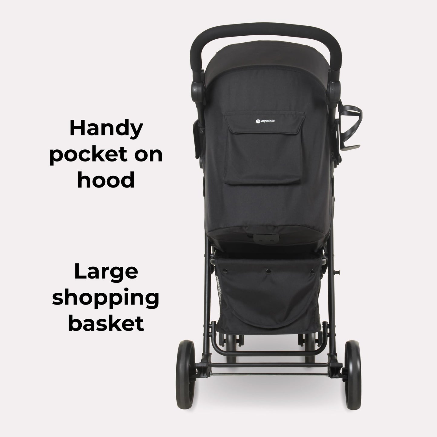 Pushchair from Birth to 22kg, Compact Fold Stroller with Rain Cover & Cup Holder, Black