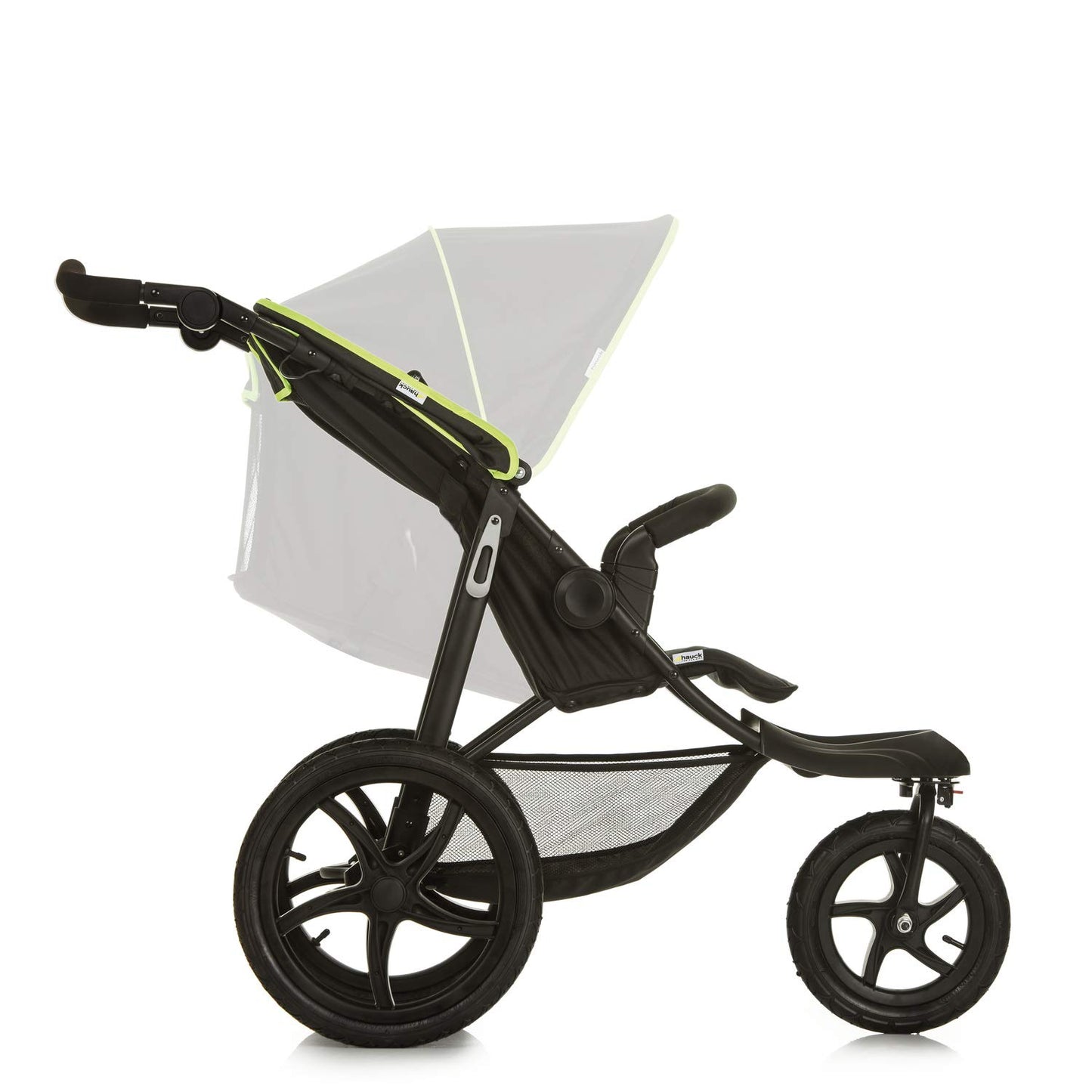 All-Terrain 3-Wheel Pushchair with XL Air Wheels & Raincover, Reclining from Birth to 22kg - Black/Neon Yellow