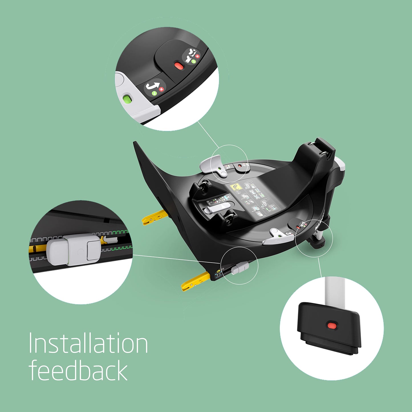 i-Size Car Seat Base, 0-4 Years, One-Hand Rotation, TravelSafe Control, Click & Go, Black