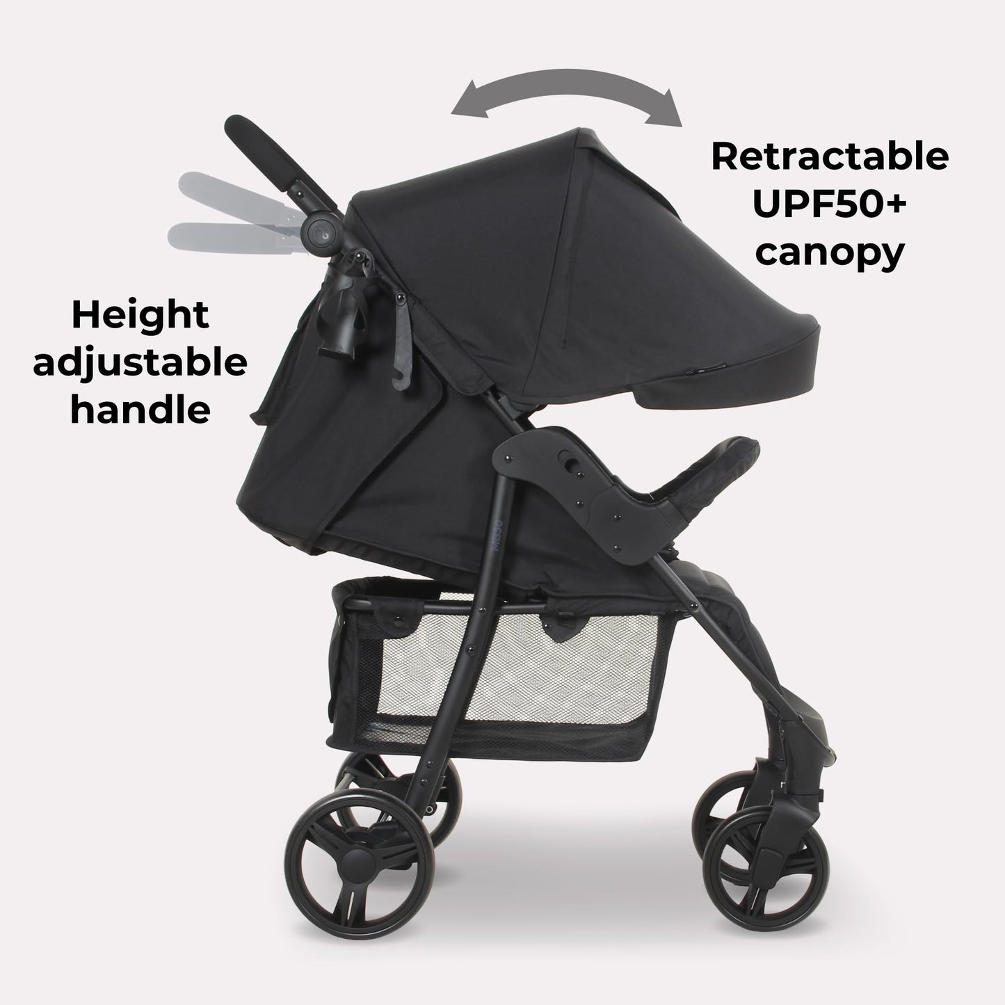 Pushchair from Birth to 22kg, Compact Fold Stroller with Rain Cover & Cup Holder, Black