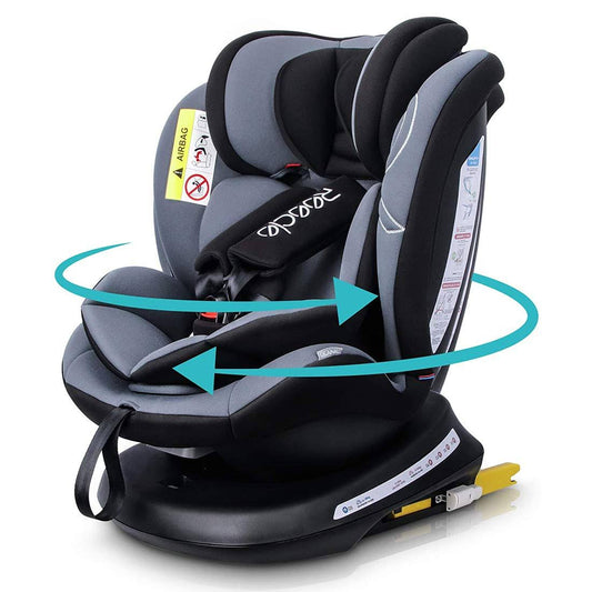 360° Swivel ISOFIX Baby Car Seat Group 0+1/2/3 (0–36kg) - Birth to 12 Years, Black
