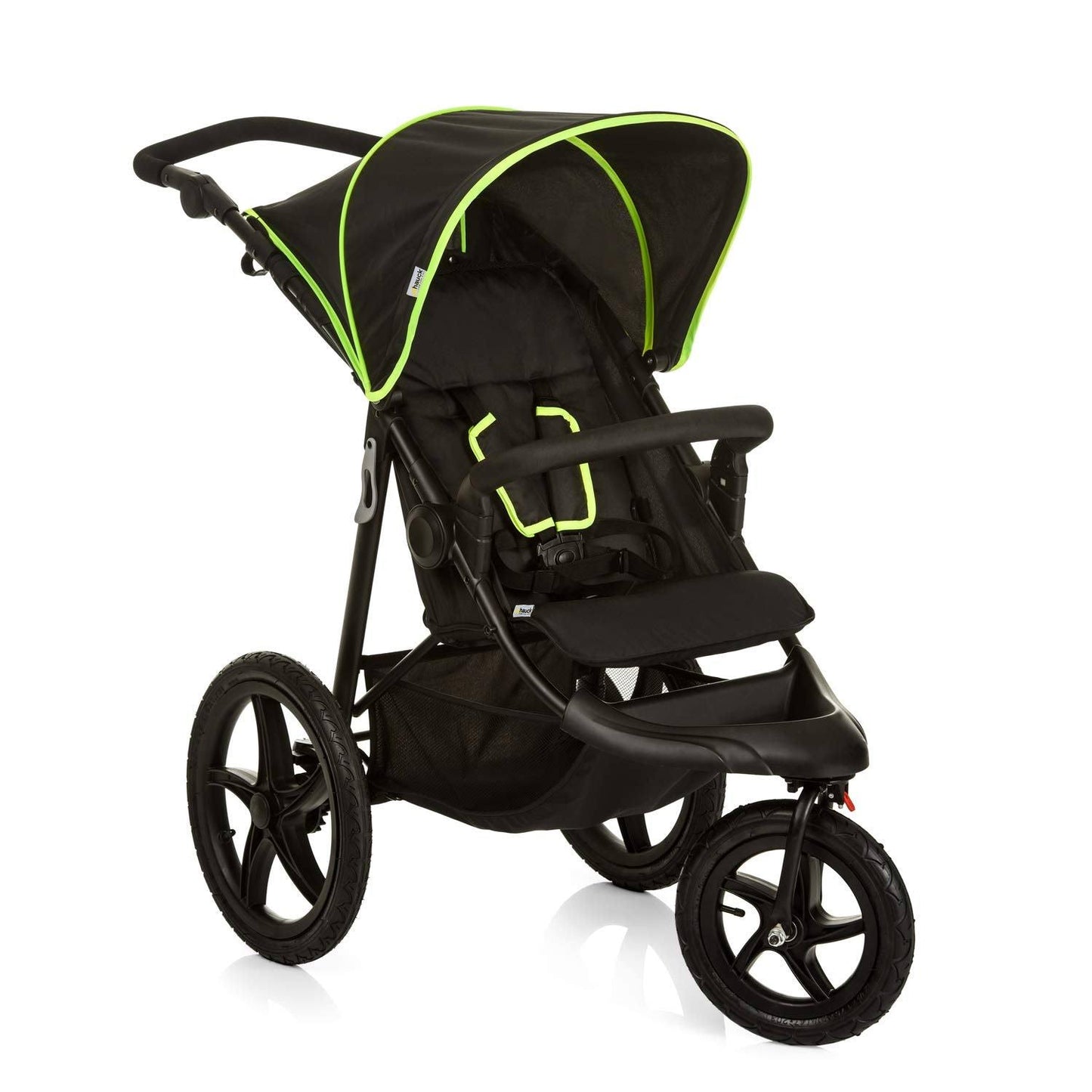 All-Terrain 3-Wheel Pushchair with XL Air Wheels & Raincover, Reclining from Birth to 22kg - Black/Neon Yellow