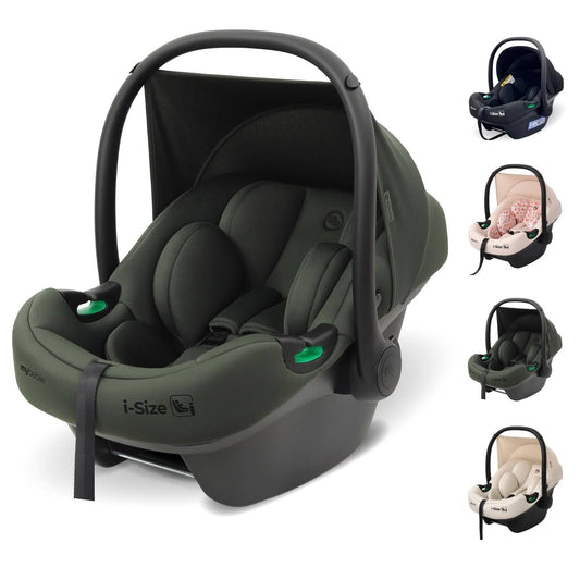 i-Size Baby Car Seat 40–87cm (Birth–15m) – R129 Group 0+, Lightweight, Adjustable Headrest, Large Canopy, Forest Green
