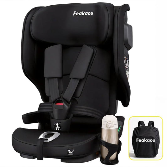 Foldable ISOFIX Toddler Car Seat 76–150cm (15 Months–12 Years) - i-Size Travel Booster, Black